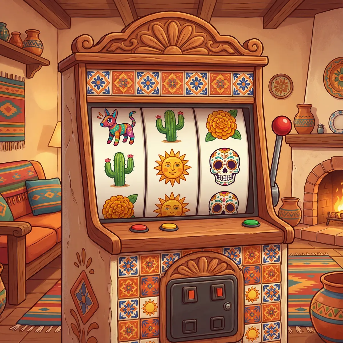 Tragamonedas coloridas con temática mexicana